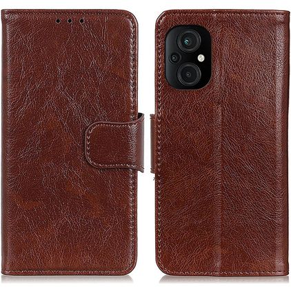 Mobigear Classy POCO M5 Hülle Klapphülle Geldbörse - Braun