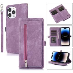 Mobigear Zipper iPhone 14 Pro Hülle Klapphülle Geldbörse - Lila