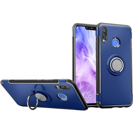 Mobigear Armor Ring Huawei Nova 3 Hülle Hardcase Backcover Stoßfest mit Ringhalter - Blau