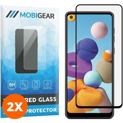 Mobigear Premium Samsung Galaxy A21 Panzerglas Gehärtetes Glas Displayschutz - Hüllenfreundlich - Schwarz (2er Pack)