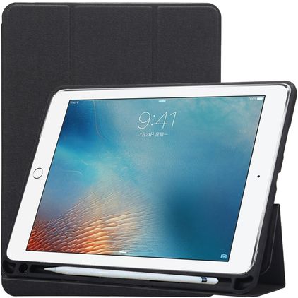 Mobigear Tri-Fold Gel iPad Pro 10.5 Zoll (2017) Hülle TPU,Kunstleder Klapphülle + Stifthalter - Schwarz