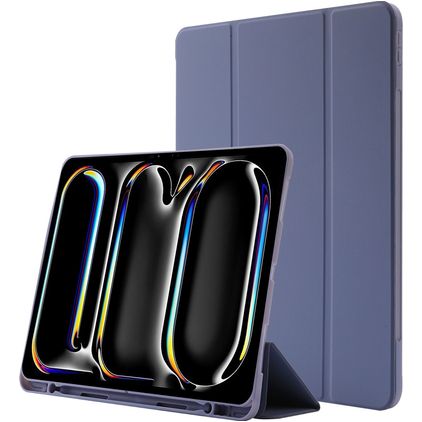 Mobigear Tri-Fold Gel iPad Pro 13 Zoll (2025) Hülle TPU,Kunstleder Klapphülle + Stifthalter - Lila