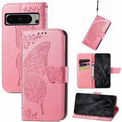 Mobigear Butterfly Google Pixel 8 Pro Hülle Klapphülle Geldbörse - Pink