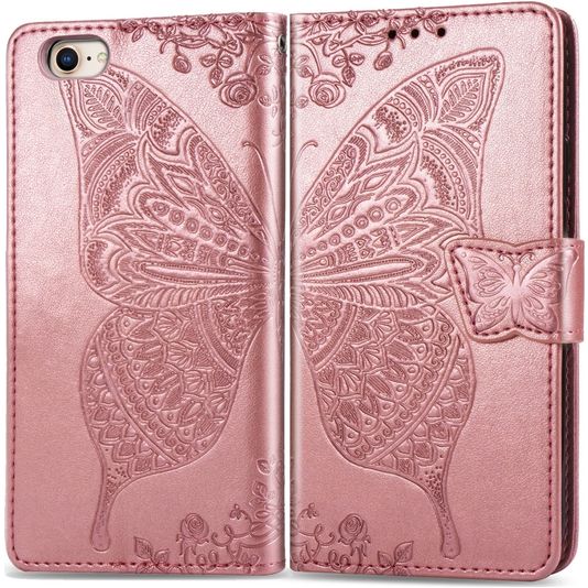 Mobigear Wallet Book Case Butterfly Rose Gold Apple iPhone SE (2020) / 8/7