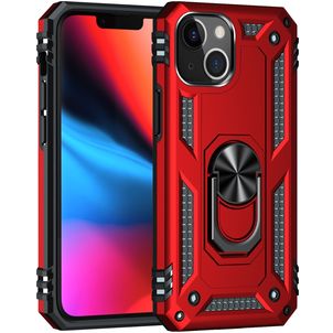 Mobigear Armor Ring iPhone 13 Hülle Hardcase Backcover Stoßfest mit Ringhalter - Rot