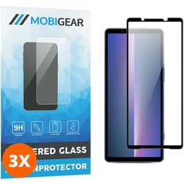 Mobigear Premium Sony Xperia 5 V Panzerglas Gehärtetes Glas Displayschutz - Hüllenfreundlich - Schwarz (3er Pack)