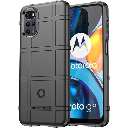 Mobigear Rugged Shield Motorola Moto G22 Hülle Flexibles TPU Backcover Stoßfest - Schwarz