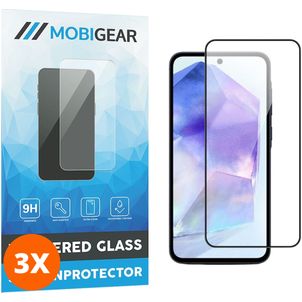 Mobigear Premium Samsung Galaxy A35 Panzerglas Gehärtetes Glas Displayschutz - Hüllenfreundlich - Schwarz (3er Pack)
