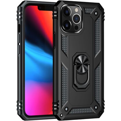 Mobigear Armor Ring iPhone 13 Pro Hülle Hardcase Backcover Stoßfest mit Ringhalter - Schwarz