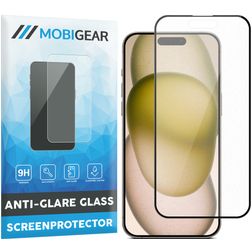 Mobigear Premium iPhone 15 Panzerglas Gehärtetes Glas Displayschutz Anti-Glare - Hüllenfreundlich - Schwarz