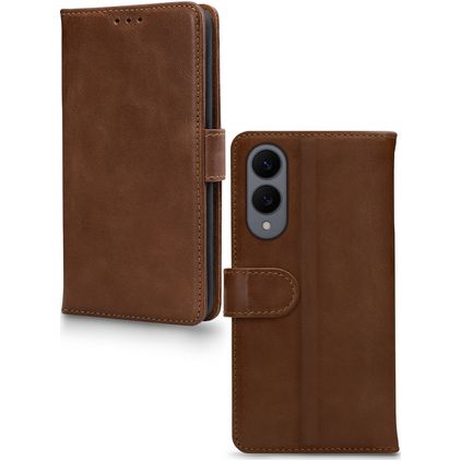 Mobilize Wallet Samsung Galaxy S25 Edge Hülle Echtes Leder Klapphülle Geldbörse - Braun