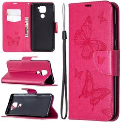Mobigear Butterfly Xiaomi Redmi Note 9 Hülle Klapphülle Geldbörse - Magenta