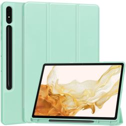 Mobigear Tri-Fold Gel Samsung Galaxy Tab S9 Plus Hülle TPU,Kunstleder Klapphülle + Stifthalter - Türkis