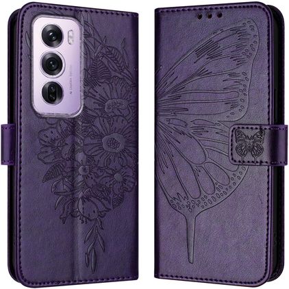 Mobigear Butterfly OPPO Reno 12 Pro Klapphülle Portemonnaie - Lila