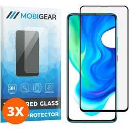 Mobigear Premium POCO F2 Pro Panzerglas Displayschutz - Hüllenfreundlich - Schwarz (3er Pack)