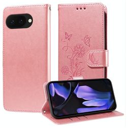 Mobigear Flowers Google Pixel 9a Hülle Klapphülle Geldbörse - Roségold