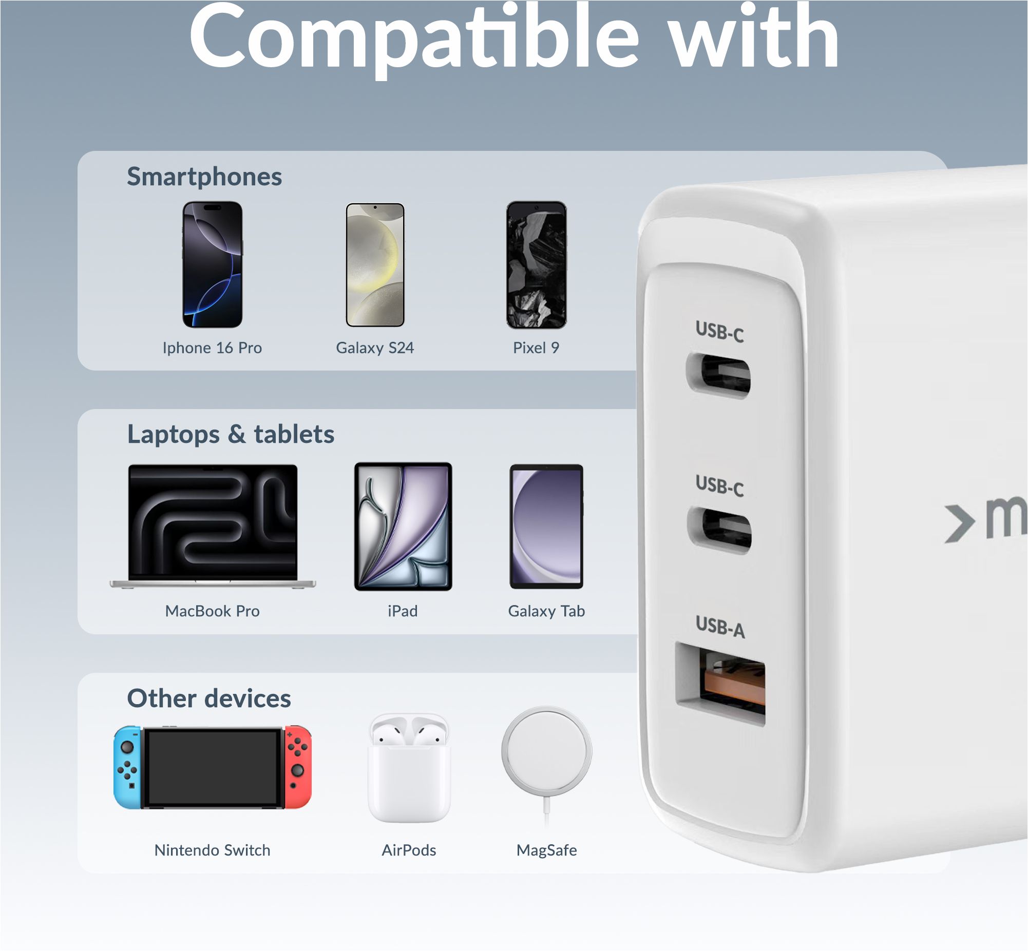 DCU Technologic USB-C Ladegerät – 30 W Power Delivery, Inkl. 1,8 M Kabel, Weiß, Für Smartphones & Laptops