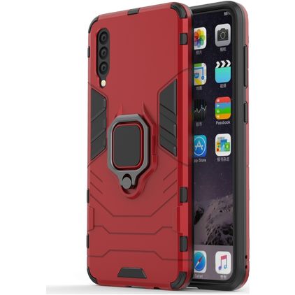 Mobigear Armor Ring Samsung Galaxy A50 Hülle Hardcase Backcover Stoßfest mit Ringhalter - Rot