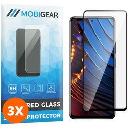 Mobigear Premium POCO X3 GT Panzerglas Displayschutz - Hüllenfreundlich - Schwarz (3er Pack)