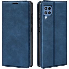 Mobigear Retro Slim Samsung Galaxy M22 Hülle Klapphülle Geldbörse - Blau