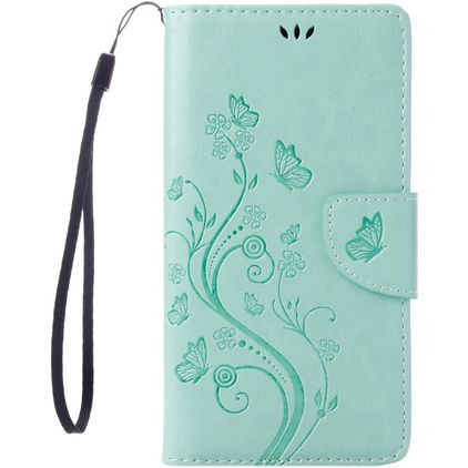 Mobigear Flowers iPhone 7 Hülle Klapphülle Geldbörse - Türkis