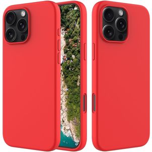 Mobigear Rubber Touch iPhone 16 Pro Max Silikon Hülle Backcover - Rot