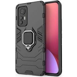 Mobigear Armor Ring Xiaomi 12 Lite Hülle Hardcase Backcover Stoßfest mit Ringhalter - Schwarz