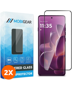 Mobigear Premium Motorola Edge 60 Pro Panzerglas Gehärtetes Glas Displayschutz - Hüllenfreundlich - Schwarz (2er Pack)