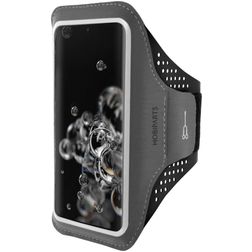 Mobiparts Comfort Fit Handyhalterung Joggen Samsung Galaxy S20 Ultra Sporthülle Neopren Sportarmband - Schwarz