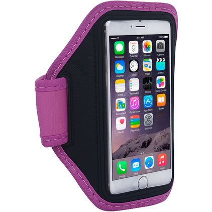Mobigear Handyhalterung Joggen iPhone 6 Sporthülle Neopren Sportarmband - Magenta