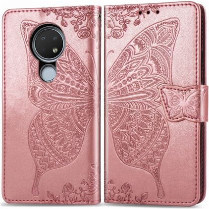 Mobigear Butterfly Nokia 6.2 Hülle Klapphülle Geldbörse - Roségold