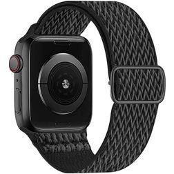 Mobigear W Texture Nylon Apple Watch Armband Elastisches Band - 42/41/40/38 mm - Schwarz