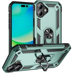Mobigear Armor Ring iPhone 17 Hülle Hardcase Backcover Stoßfest mit Ringhalter - Grün