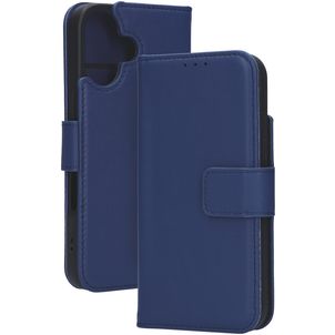 Mobiparts Wallet iPhone 16 MagSafe Hülle Echtes Leder Klapphülle Geldbörse - Blau