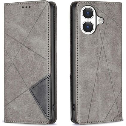 Mobigear Rhombus Slim iPhone 17 Hülle Klapphülle - Grau
