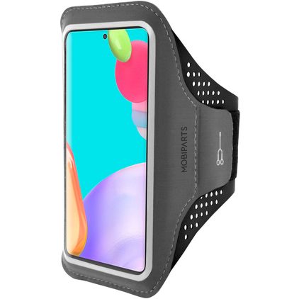 Mobiparts Comfort Fit Handyhalterung Joggen Samsung Galaxy A52s 5G Sporthülle Neopren Sportarmband - Schwarz