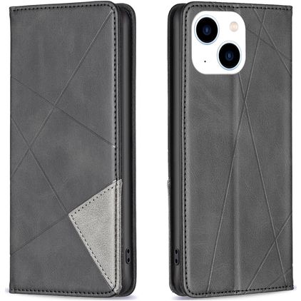 Mobigear Rhombus Slim iPhone 15 Hülle Klapphülle - Schwarz
