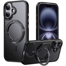 Mobigear Frosted Mag iPhone 17 MagSafe Hülle Hardcase Backcover mit Ständer - Schwarz