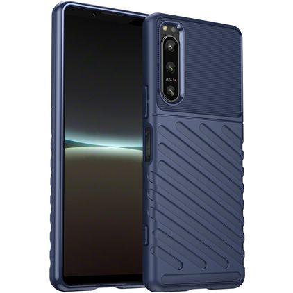 Mobigear Groove Sony Xperia 5 IV Hülle Flexibles TPU Backcover - Blau