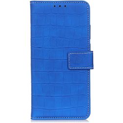 Mobigear Croco OPPO Reno 4 Hülle Klapphülle Geldbörse - Blau