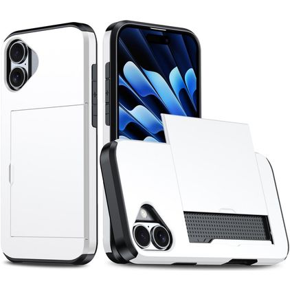 Mobigear Card iPhone 18 Hülle Hardcase Backcover Stoßfest mit Kartenhalter - Weiß