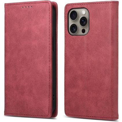Mobigear Wallet iPhone 16 Pro Max Klapphülle Portemonnaie - Rot
