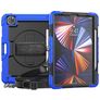 Mobigear SureGrip Xtreme iPad Pro 12.9 Zoll (2021) Hülle Kunststoff,Silikon Backcover + Stifthalter + Schulterträger + Ständer - Schwarz / Blau