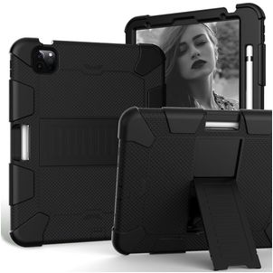Mobigear ShieldStand iPad Air 5 (2022) Hülle Kunststoff,Silikon Backcover + Stifthalter + Ständer - Schwarz