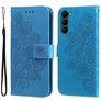 Mobigear Flowers Samsung Galaxy S23 Hülle Klapphülle Geldbörse - Blau