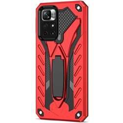 Mobigear Armor Stand Xiaomi Redmi Note 11T Hülle Hardcase Backcover Stoßfest mit Ständer - Rot