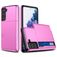 Mobigear Card Samsung Galaxy S21 Plus Hülle Hardcase Backcover Stoßfest mit Kartenhalter - Pink