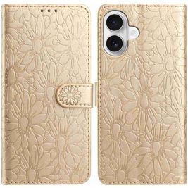 Mobigear Flowers iPhone 17 Hülle Klapphülle Geldbörse - Gold