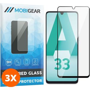 Mobigear Premium Samsung Galaxy A33 Panzerglas Gehärtetes Glas Displayschutz - Hüllenfreundlich - Schwarz (3er Pack)