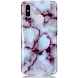 Mobigear Marble Xiaomi Mi 8 Hülle Flexibles TPU Backcover - Rot